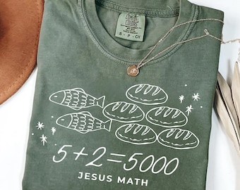 Fish & Loaves Comfort Colors Shirt - Minimalist Christian Math Shirt, Christian Gift For Women, Trendy Teen Faith Shirt
