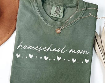 Homeschool Mom Comfort Colors® Tee, Christian Mama Shirt, Faith Heart Shirt, Boho Minimalist Christian Shirt, Back to School Homeschool Gift