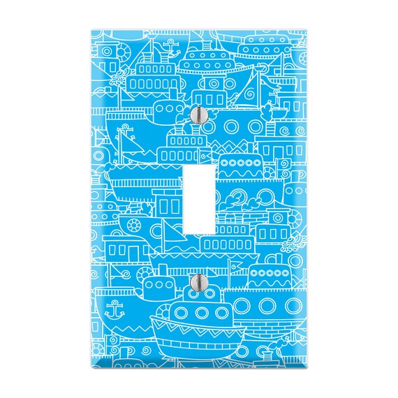 Blue Boats Light Switch Cover Blue Ship Light Switch Cover Ocean Switch Cover Ocean Themed Wall Plate Cover Boat Light Switch Cover Tf64