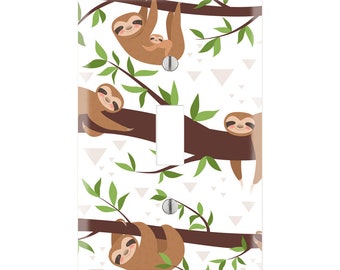 Cute Sloth With Sweet Doughnuts Art Plates Single Gang Electrical Outlet Wall/Switch Plate Cute Sloth With Sweet Doughnuts Art Plates Single Gang Electrical Outlet Wall/Switch Plate