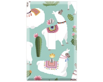 Alpaca No Prob-llama and Cactus Double Toggle Switch Wall Plate Fashion Light Switch Cover Decorative Outlet Cover Wall Plate for Office Home Decoration Alpaca No Prob-llama and Cactus Double Toggle Switch Wall Plate Fashion Light Switch Cover Decorative Outlet Cover Wall Plate for Office Home Decoration
