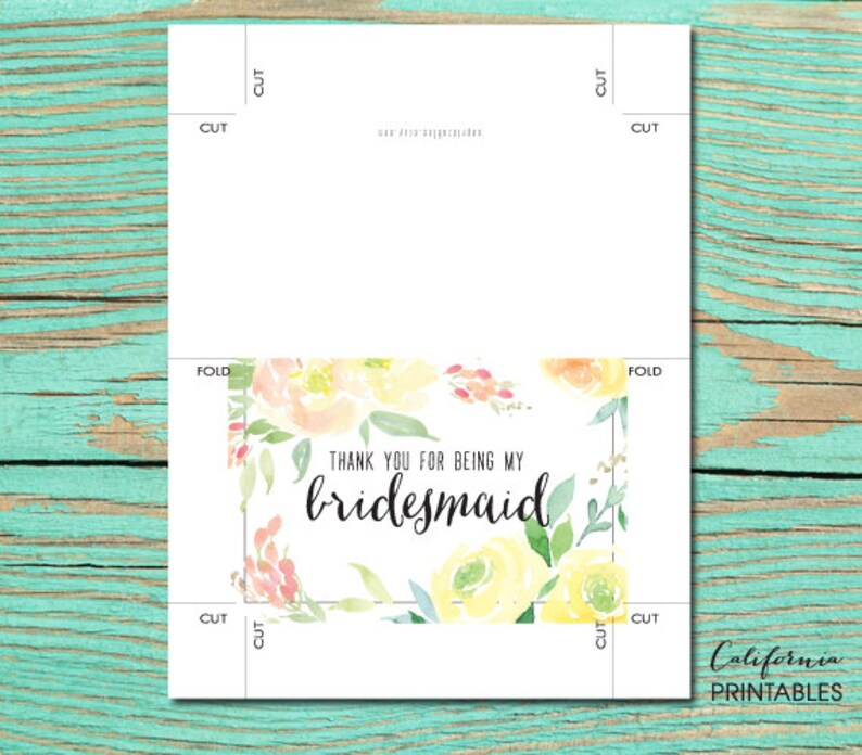 thank you for being my bridesmaid printable card wedding