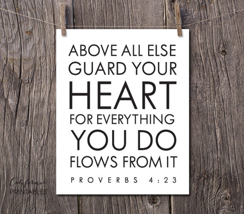 Christian PRINTABLE ART Guard Your Heart Proverbs Bible Etsy