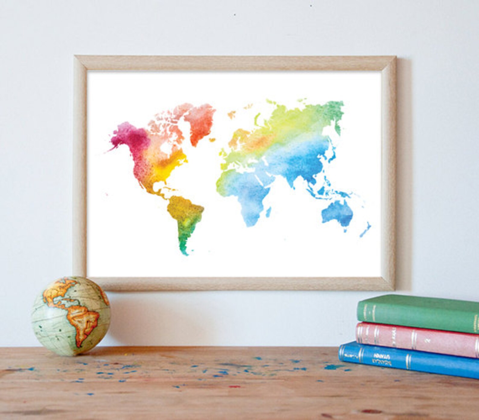 World Map PRINTABLE Watercolor World Map Printable Art World | Etsy