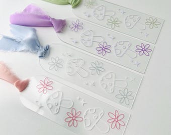Handmade Mushroom Acrylic Bookmark with Chiffon Ribbon