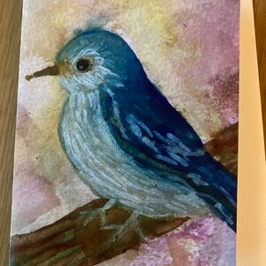 Carte de voeux Oiseau bleu Mésange bleue Oiseau chanteur aquarelle