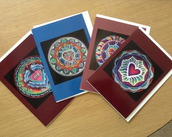 Mandala  Greeting Card - Heart Art Card  Prismacolor  Pencil Drawing- Blank