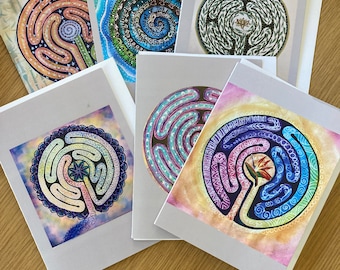 Finger Labrynith Mandala Greeting Card Set of 6