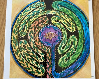Sticker Lotus Labrynith Mandala Sticker. Sacred geometric art