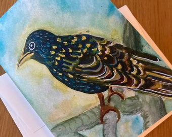 Starling Greeting Card Watercolor bird Greeting Card