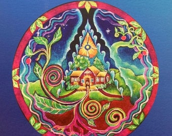 Dream House Mandala  Home as Sanctuary. Greeting Card.