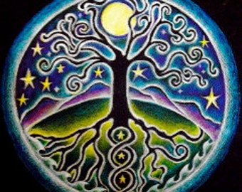 Mandala Sticker - Tree of Life -Starry Night - Autumn Equinox