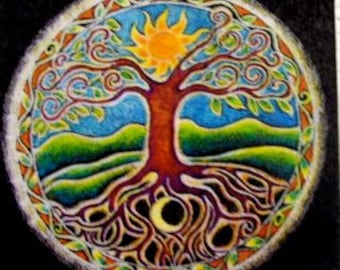 Summer Sticker Solstice Tree of Life Mandala  Round Art Sticker   Summer Sun Energy. 3" from  original mandala drawing--