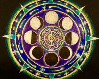 Moon Cycle Mandala Sticker