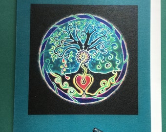 Blessing Tree Mandala Tree of Life Valentine Greeting Card