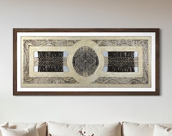 Mexican Wall Art on Handmade Amate Paper - XL 47 x 15 - Modern Otomi Art (UNFRAMED)