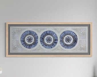 Mexican Mural Art on Handmade Amate Paper - Modern Otomi Art XL 47 x 15 (UNFRAMED)