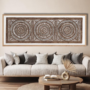 Décoration murale mexicaine en papier amate fait main - XXL - 70,8 x 23,6 cm, art otomi moderne avec nœuds, décoration murale (sans cadre)