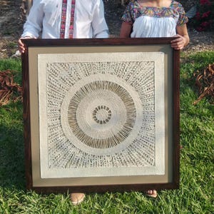 Carta da parati decorativa messicana Amate - Decorazione artigianale circolare intrecciata fatta a mano (SENZA CORNICE) - 28,34 pollici * 28,34 pollici