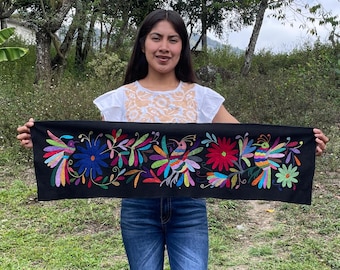 Handmade Tenango Embroidery - Otomi Embroidery XL 96 cm x 26 cm - Mexican Art in Multicolor Horizontal Format (NO FRAME)