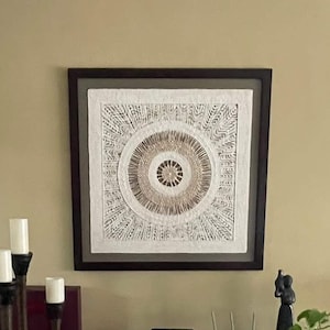 Arte Mural Mexicano ENMARCADO de Papel Amate Hecho a Mano, Arte Otomi Moderno Listo Para Colgar 35 in x 35 in
