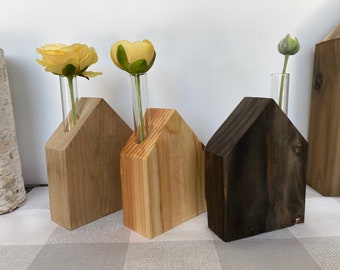 Open Design Wood Test Tube Vase