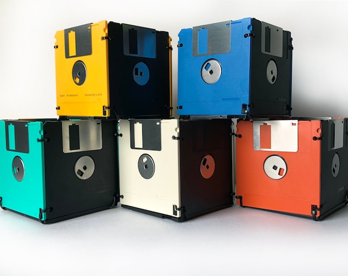 Upcycled Floppy Disk Container: Retro Tech Pencil Cup