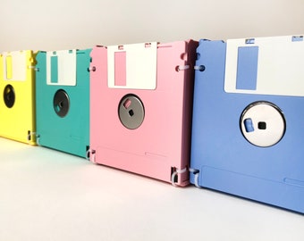 Upcycled Floppy Disk Container – Pastel Office Decor, Tech Gift