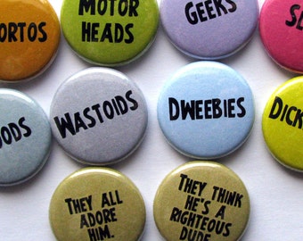 Ferris Bueller's Day Off - They all adore him - buttons or magnets (set of 10) - 80's Movie - John Hughes - Teen Comedy - Retro Accessories