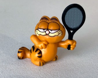 Vintage - Garfield - Figurine - 1980's - Gift for Collector, Friend - Garfield Fan - Stocking Stuffer - Miniature - Tennis Player - Racquet