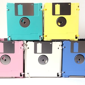 Floppy Disk - Pastel Colors - Pink - Container - Pencil Cup - Planter - Upcycled - Reused Material - Gifts Under 20 - Gift for Him or Her