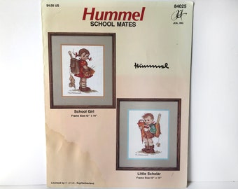 Hummel - Charted Cross Stitch - Needlepoint - School Mates - Pattern Book - Crafts  - Gifts - Handmade - Little boy and girl - needlework