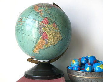 Vintage - Globe - Mid-Century - 1940's - Replogle 10 inch precision, metal base, home, office, kid, decor, collector, father gift, world map