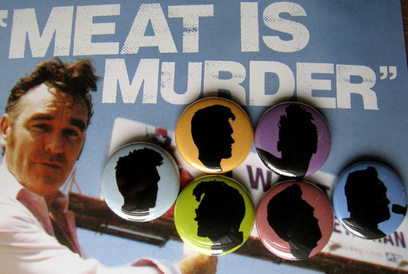 Moz set of 6 - The Smiths Gift for her 1980/'s Magnets or Buttons Music Morrissey Gifts under 20 dollars Christmas for him