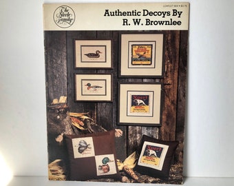 Decoys by R. W. Brownlee - Ducks - Charted Cross Stitch - Needlepoint - Pattern Book - 1980's - Crafts - Drake - Dog - Gifts - Handmade