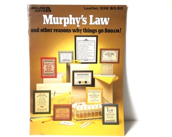 Vintage - Murphy's Law - Charted Cross Stitch - Pattern Book - 1980's - Leisure Arts - Crafts - Quotes - When Things Go Wrong