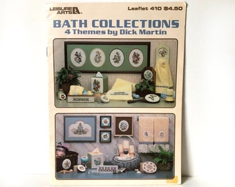 Bath Collections - Charted Cross Stitch - Needlepoint - Pattern Book - 1980's - Handmade Gifts - Leisure Arts - Mallard - Sea Horse - Hearts