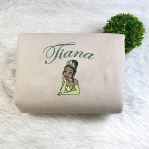 Custom Tiana Black Princess Funny Embroidered Sweatshirt, Princess and the Frog Embroidered Hoodie, Adult/Youth Sweater, Hoodie