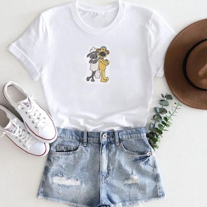 Custom Shaun The Sheep And Dog Embroidered T-Shirt, Friends Shirt, Toddler Tee, Besties Gift, Adult/Kid Embroidered Gift