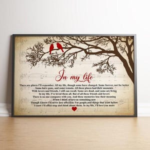 In My Life Songtexte Poster und Leinwand, Kunstdrucke Wanddekoration, Poster ohne Rahmen