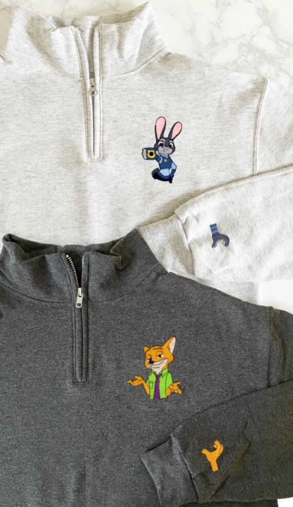 ★JUDY AND PAUL★ Custom Judy and Nick Couple Embroidered Quarter Zip