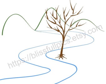 River tree, desktop, jpeg, png, pdf, svg, Scenery, Digital download, 1440p, Sketch