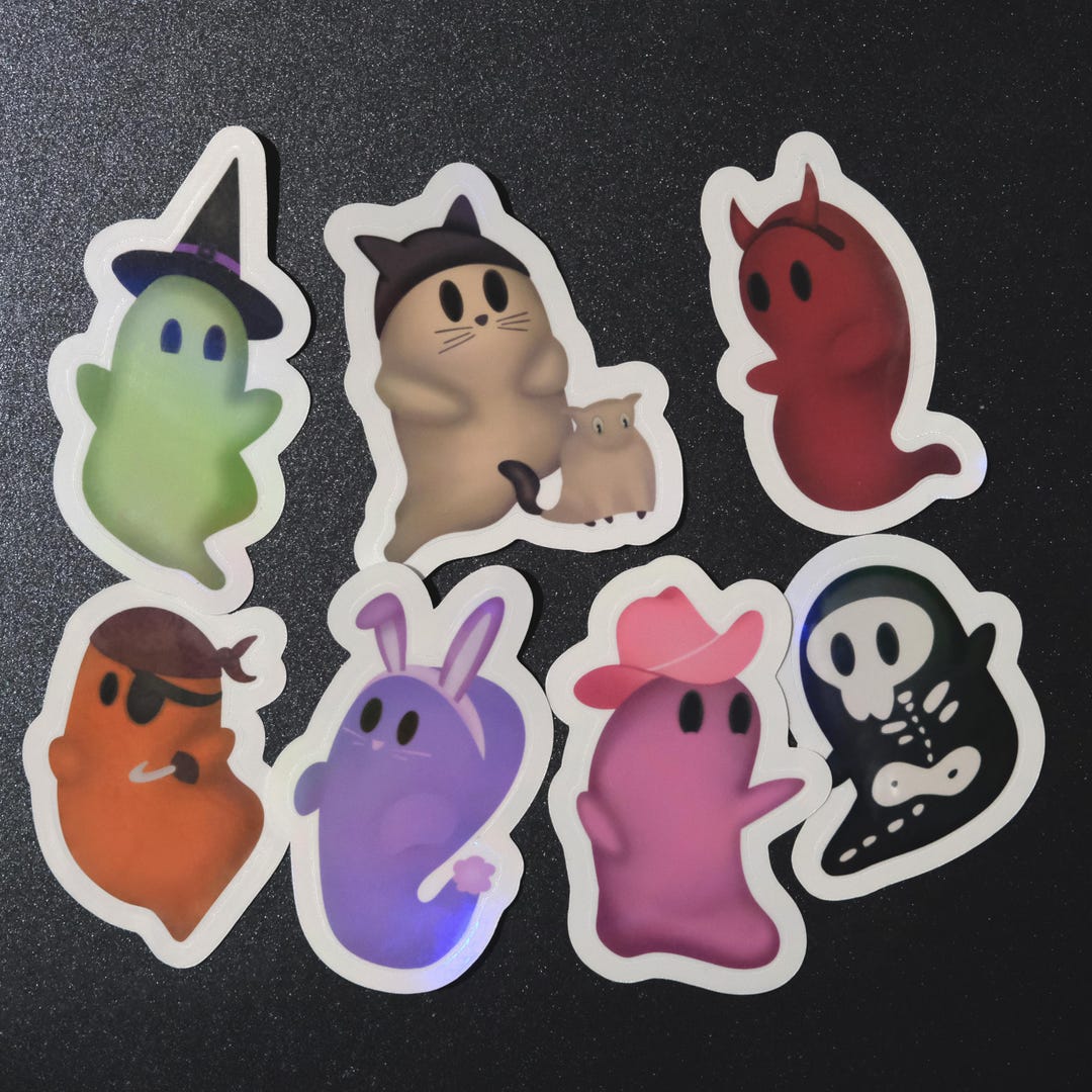 Ghost Party Halloween Pack - Holographic Vinyl Stickers - Etsy