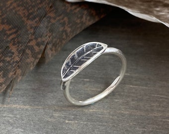 Feather Ring in .925 Sterling Silver Spiritual Boho Jewelry