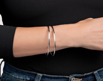 Oval Stackable Bangles 3mm Wide .925 Silver, Sold Individually