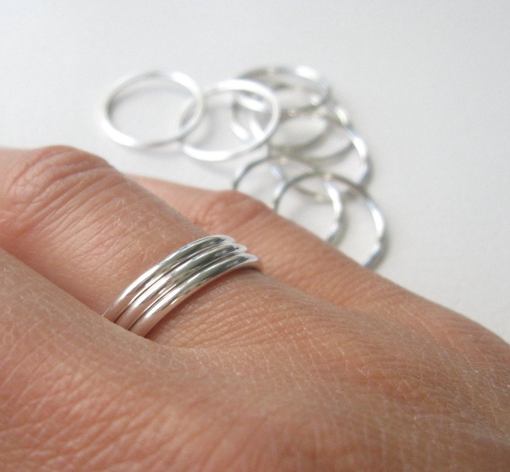 Simple Silver Rings Stacking Rings Plain Silver Rings Etsy
