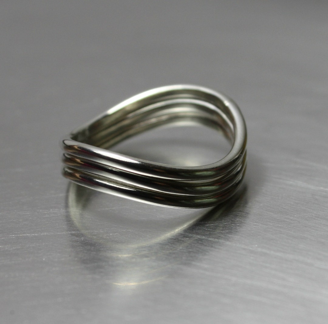 Silver Curved Stacking Rings, Set of 3 Rings, Simple Stackable Ring Set ...
