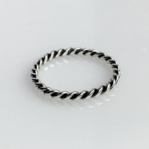 Handmade Sterling Silver Braided Ring, Twist Ring, Stacking Ring