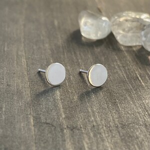 Handmade Sterling Silver Thumbtack Stud Earrings, Small Flat Circle Minimalist Earrings image 3