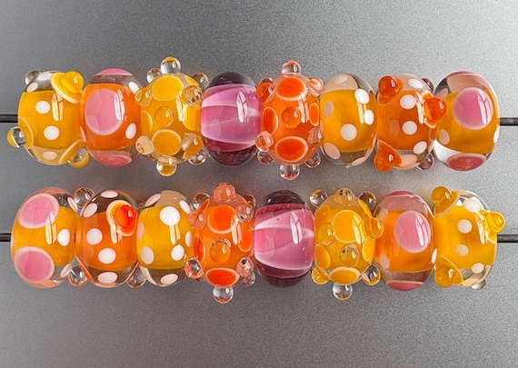 Handmade Lampwork Glass Beads, Unique Artisan Jewelry Making Components (11mmx18mm), Art Glass, Jewelry Craft Supply